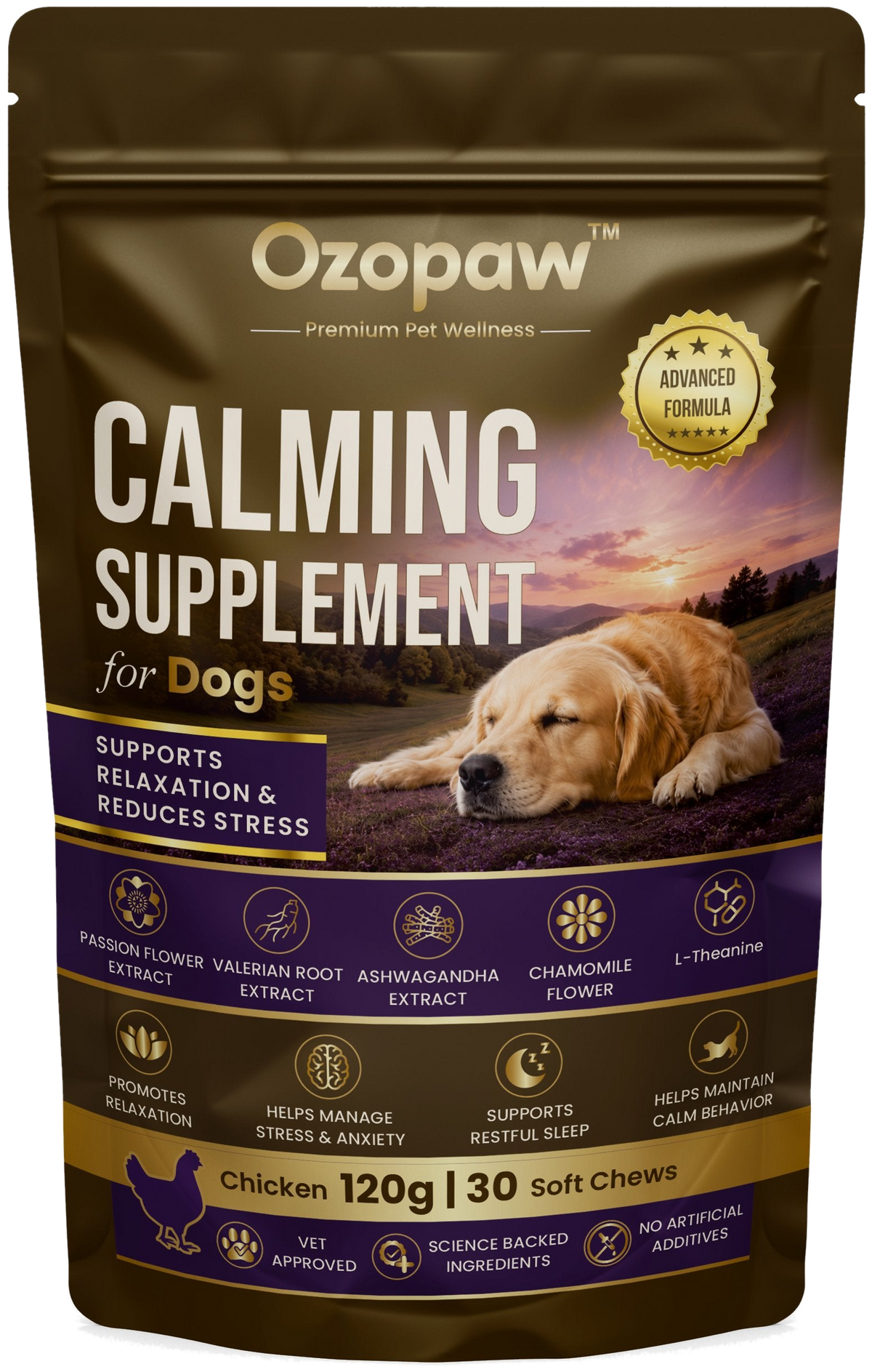 Calming for Dogs | Chicken Flavour | 120g, 30 Soft Chews