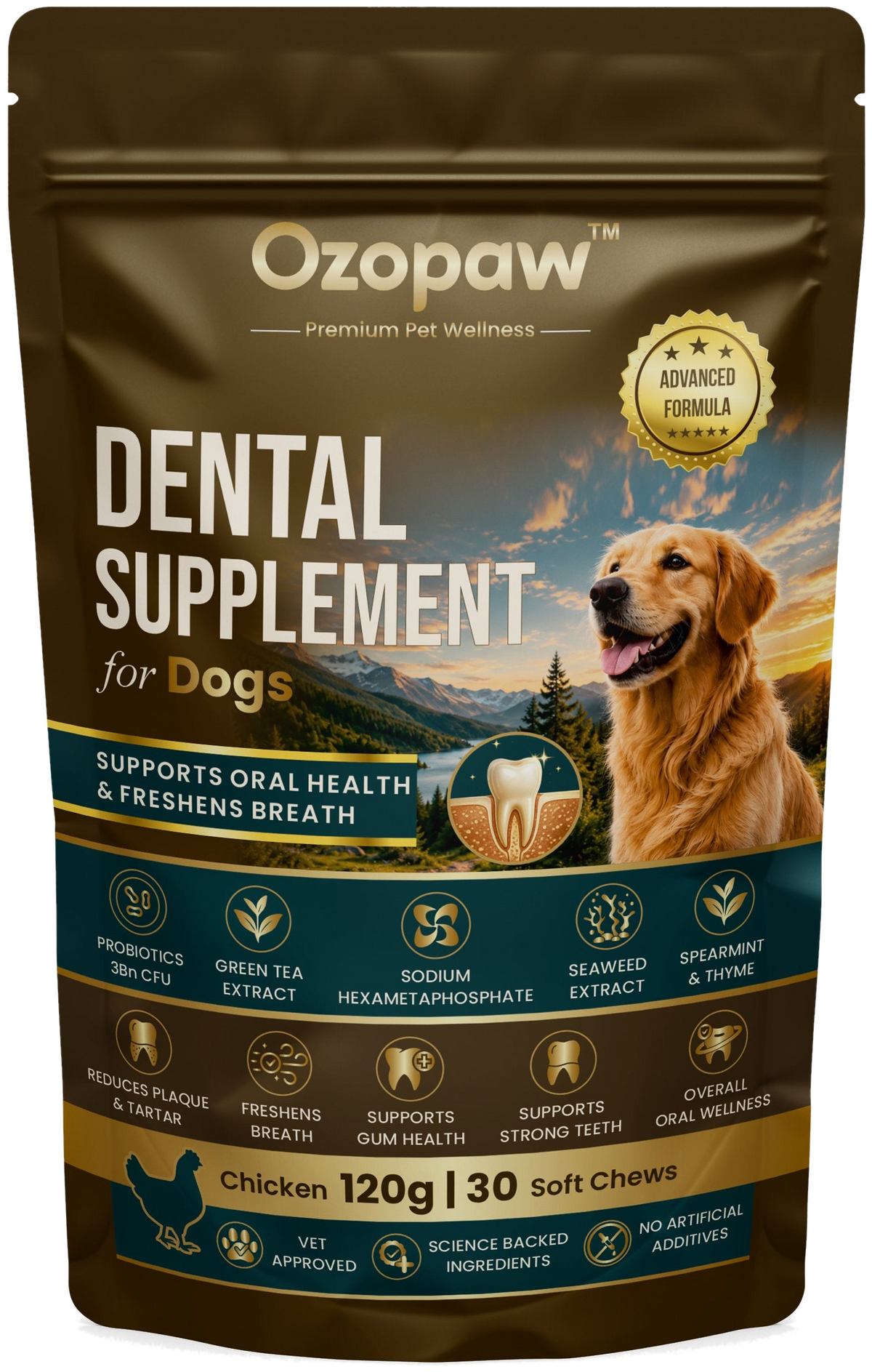 Dental for Dogs | Chicken Flavour | 120g, 30 Soft Chews
