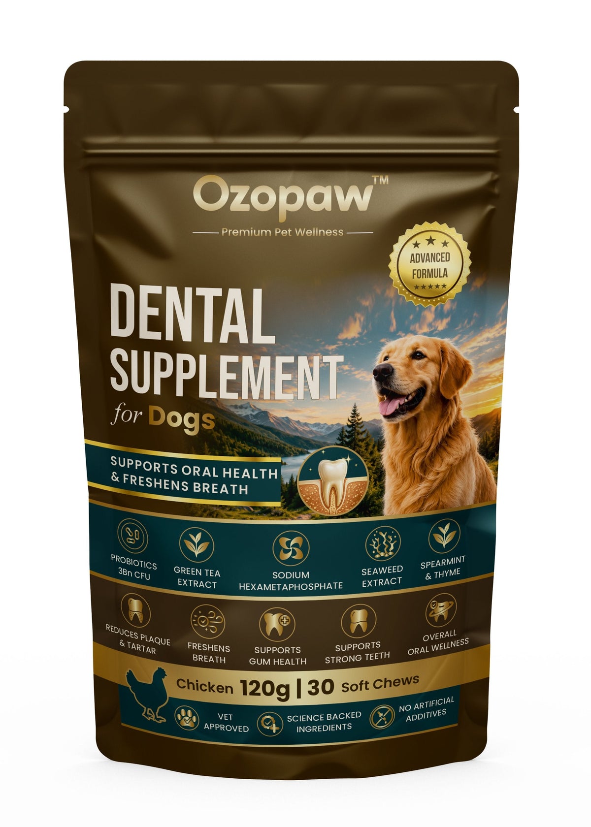 Ozopaw Dental supplement pouch for dogs