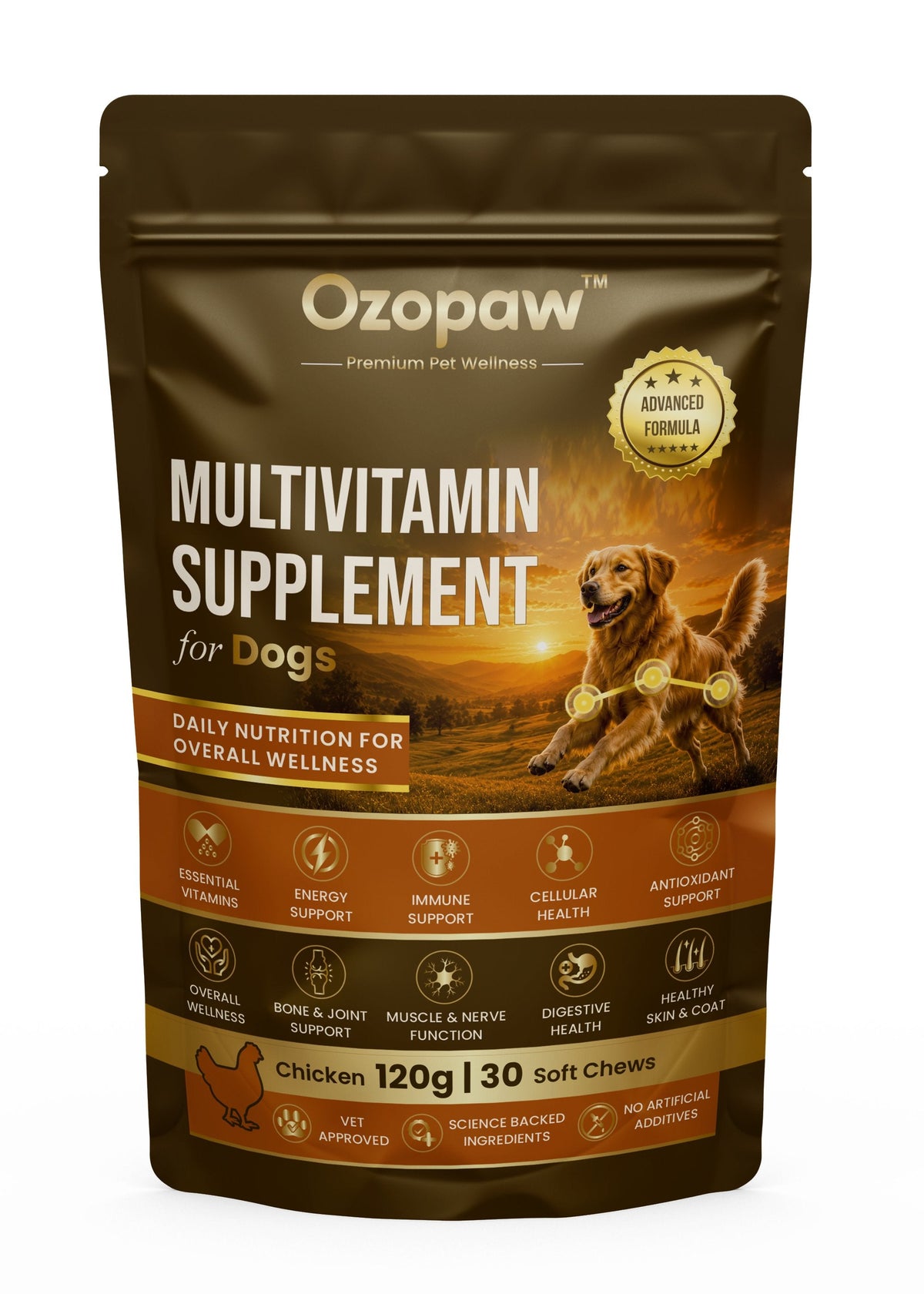 Ozopaw Multivitamin supplement pouch for dogs